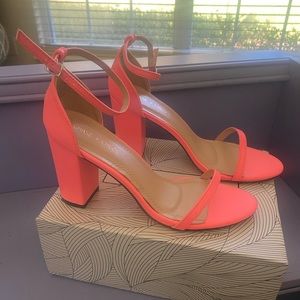 Chase & Chloe - Neon Pink Tawny Ankle Strap Sandal Heel